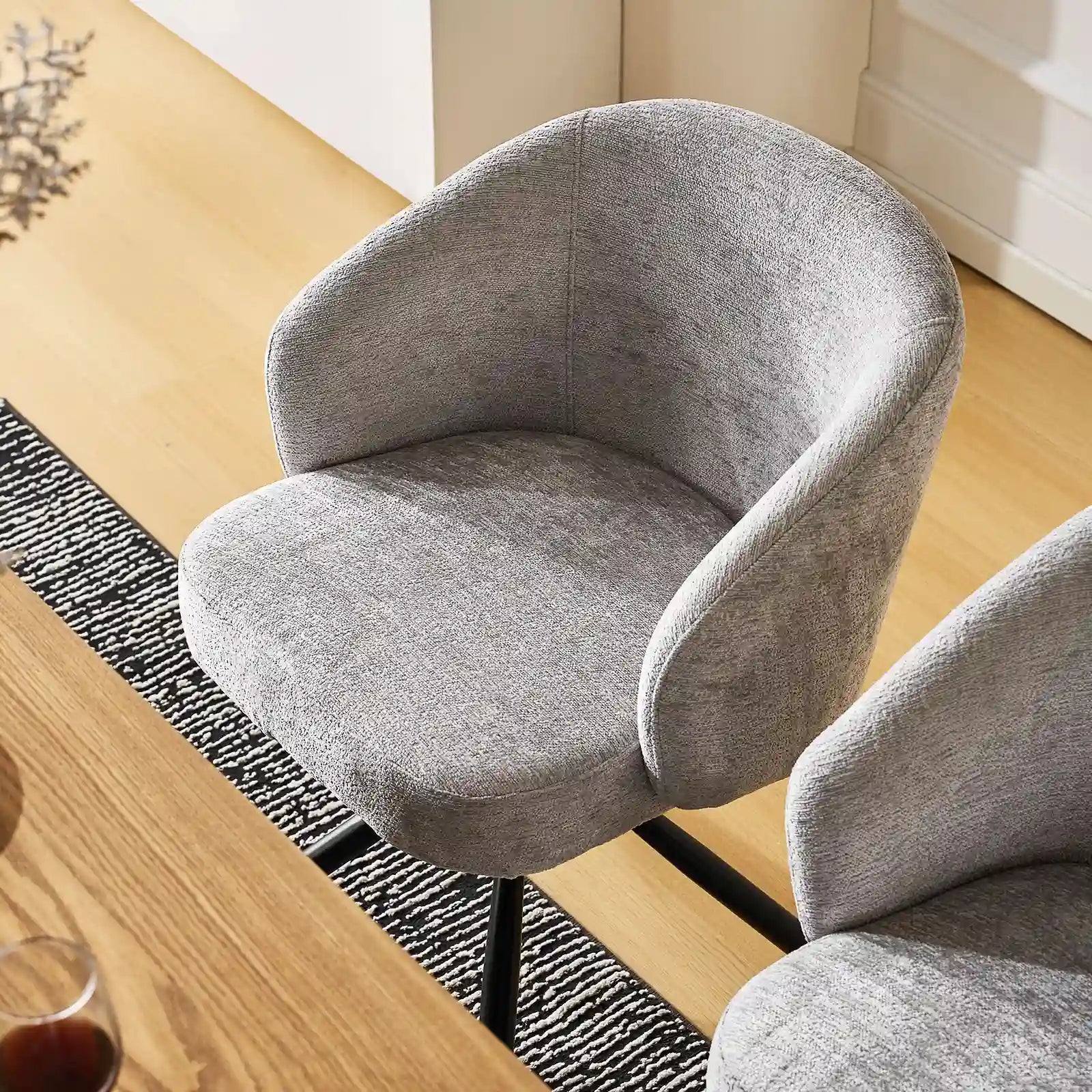 Cleo Esszimmerstuhle aus Chenille mit Drehbarer