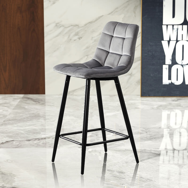 Christie Velvet Bar Stools with Backs Black Legs | CLIPOP