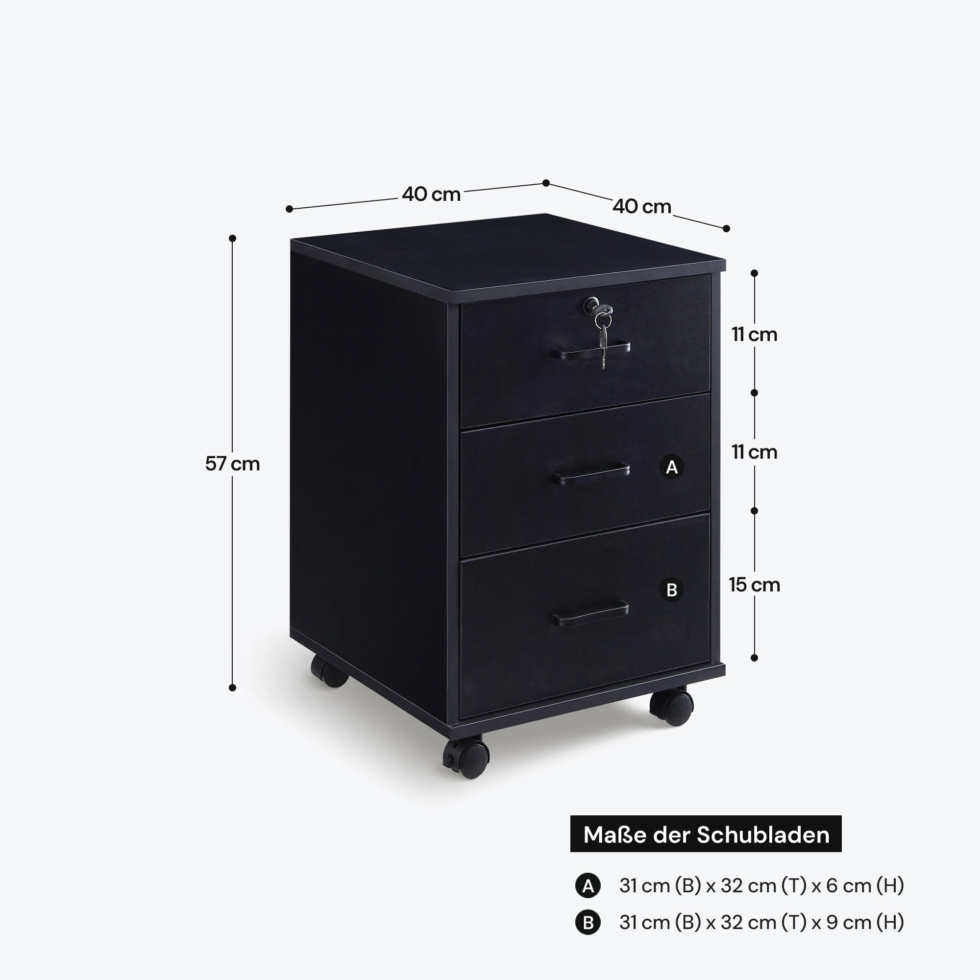 Edene Rollcontainer mit 3 Schubladen