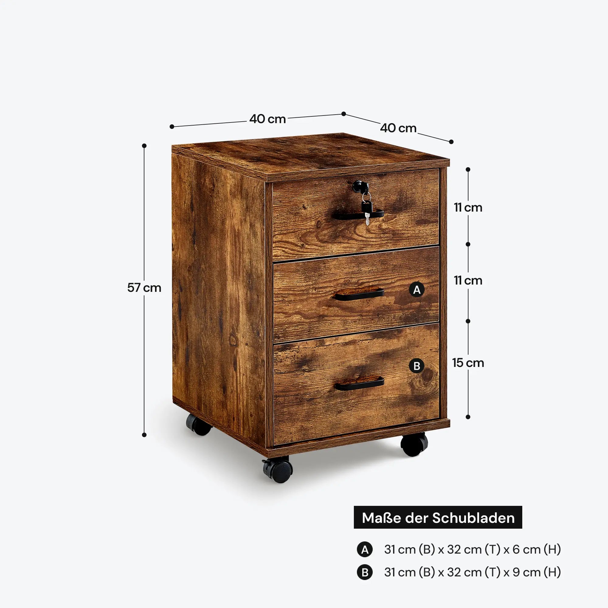 Edene Rollcontainer mit 3 Schubladen