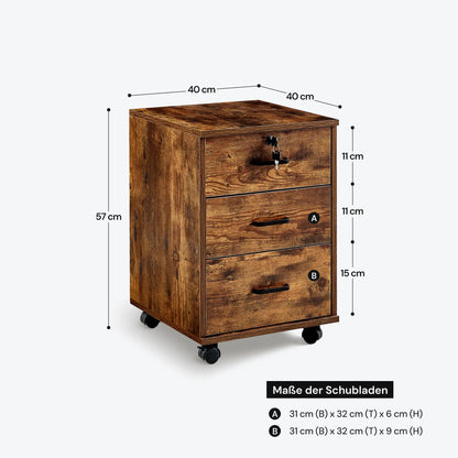 Edene Rollcontainer mit 3 Schubladen