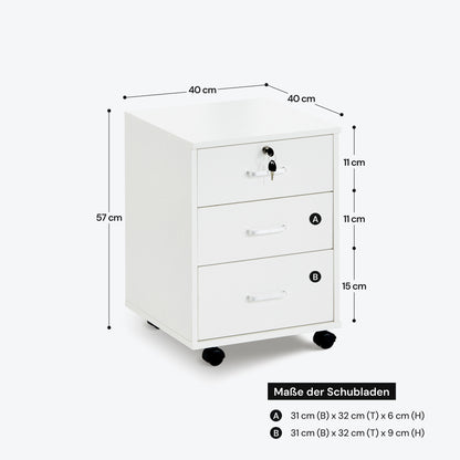 Edene Rollcontainer mit 3 Schubladen