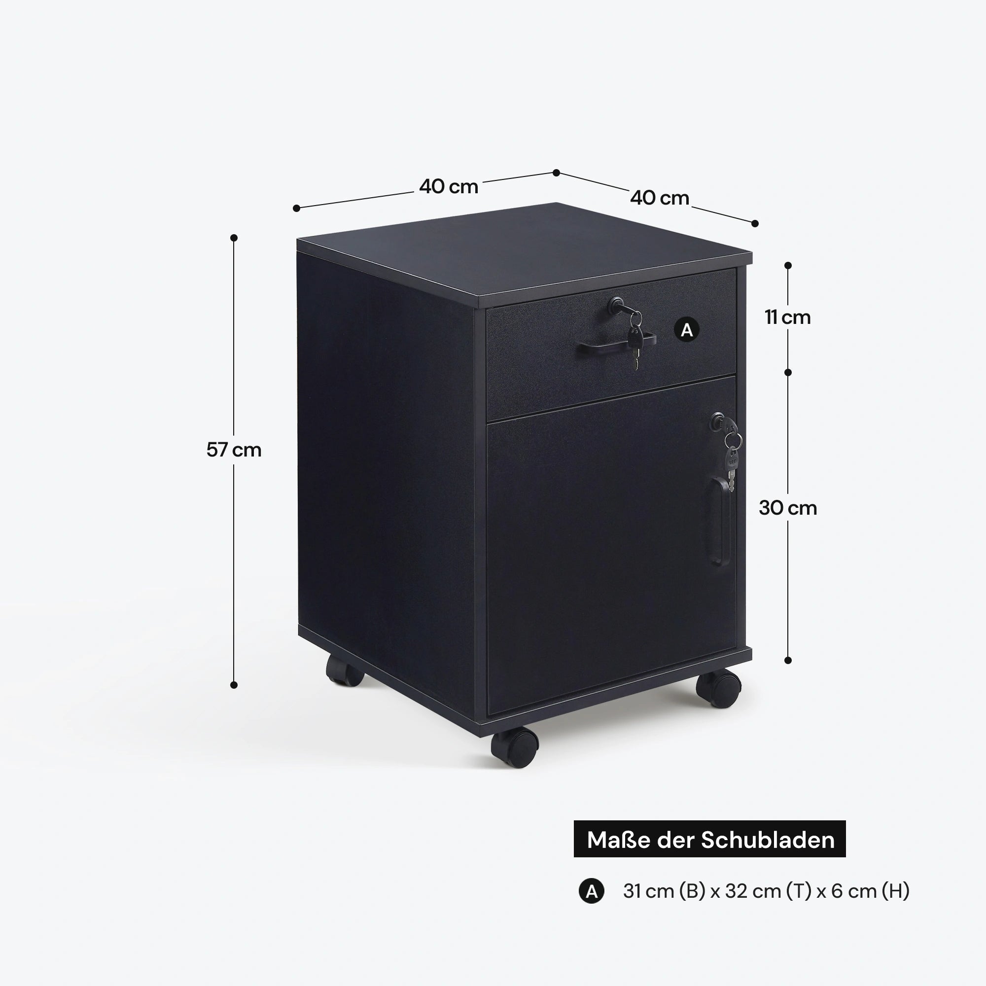 Edene Rollcontainer mit 1 Tür und 1 Schublade