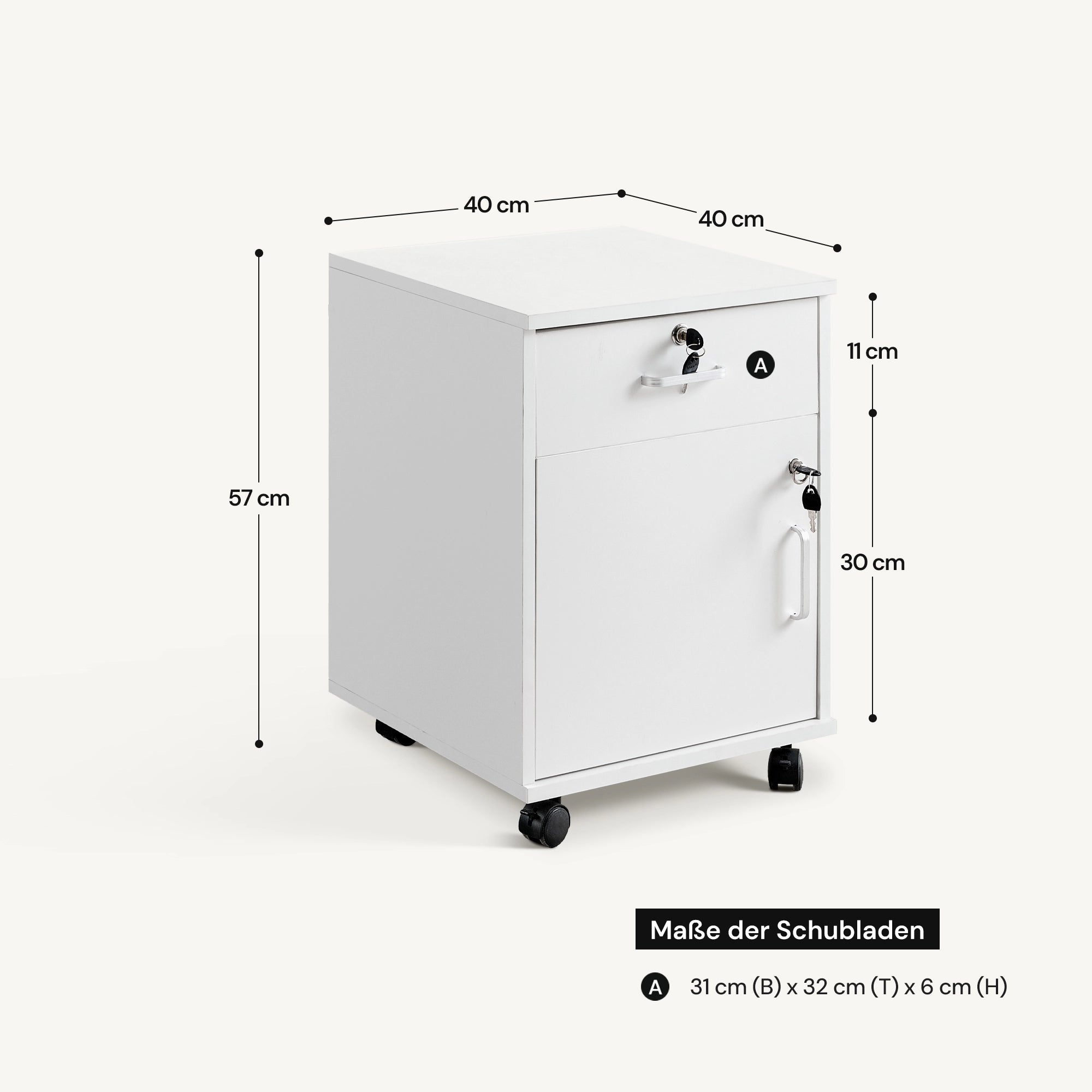 Edene Rollcontainer mit 1 Tür und 1 Schublade