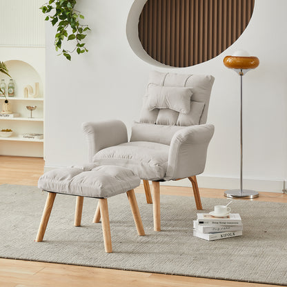 Elva Relaxsessel mit Hocker aus Leinen