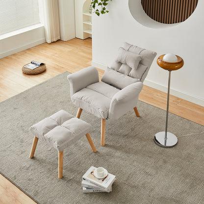 Elva Relaxsessel mit Hocker aus Leinen