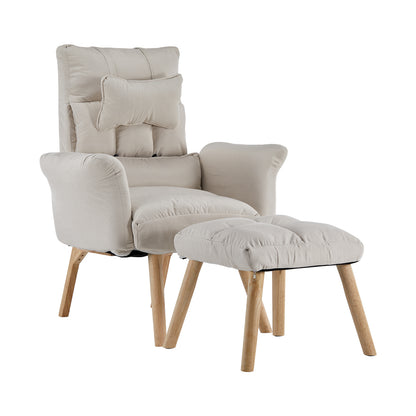 Elva Relaxsessel mit Hocker aus Leinen