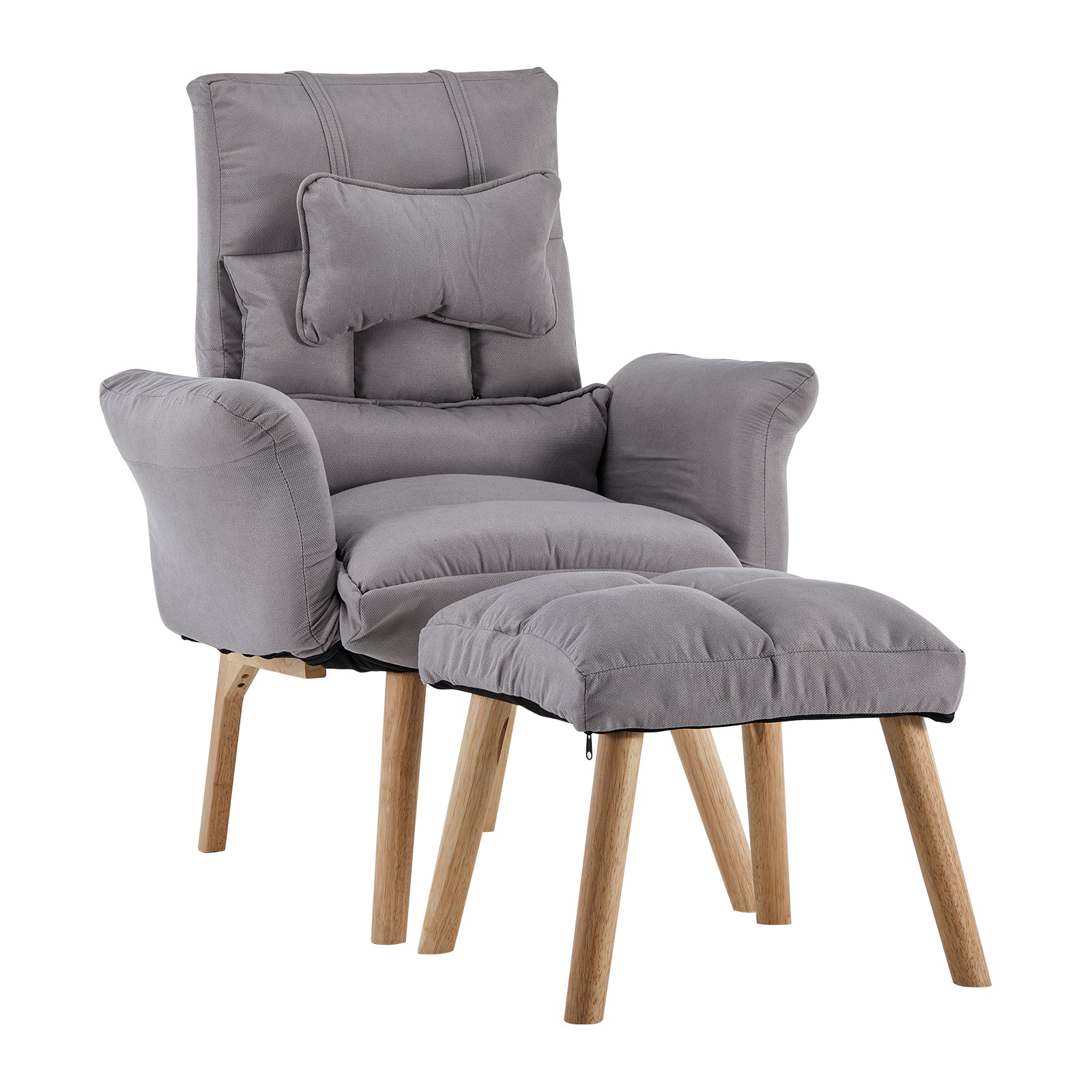 Elva Relaxsessel mit Hocker aus Leinen