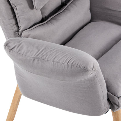 Elva Relaxsessel mit Hocker aus Leinen