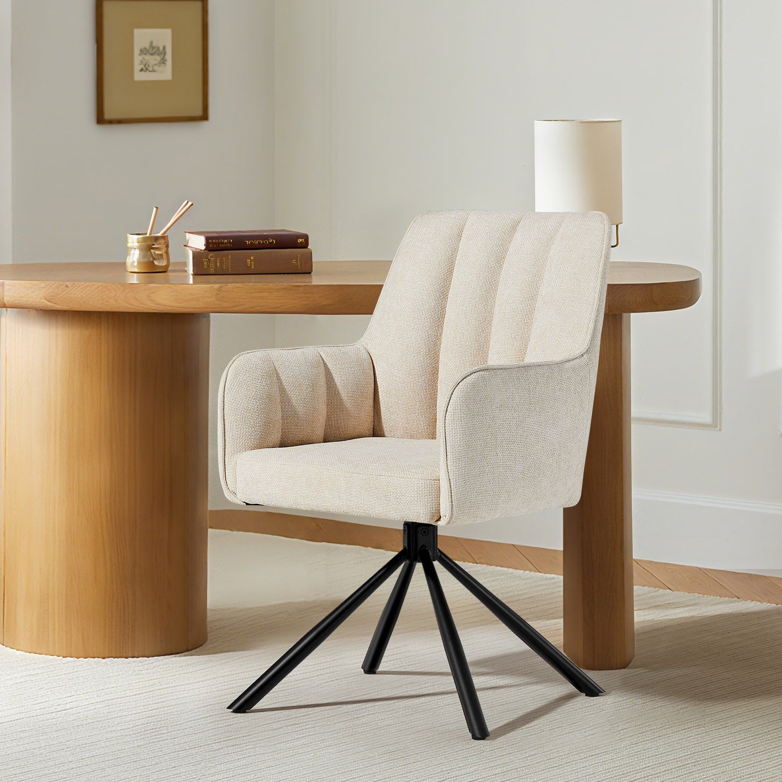 Eloise Esszimmerstuhl aus Leinenmischgewebe mit Drehbarer