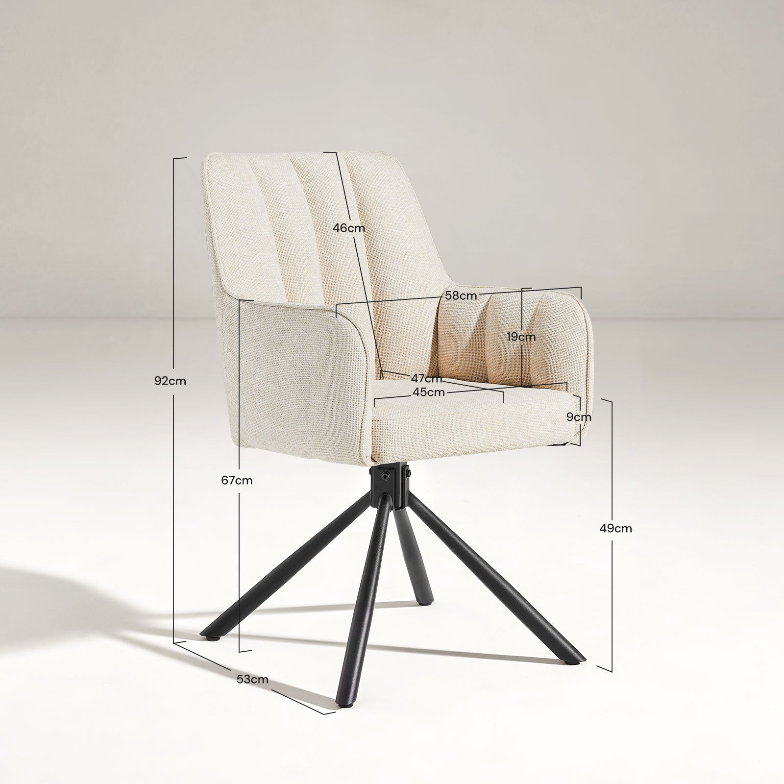 Eloise Esszimmerstuhl aus Leinenmischgewebe mit Drehbarer