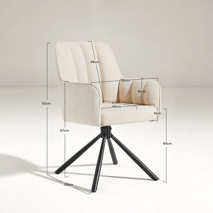 Eloise Esszimmerstuhl aus Leinenmischgewebe mit Drehbarer