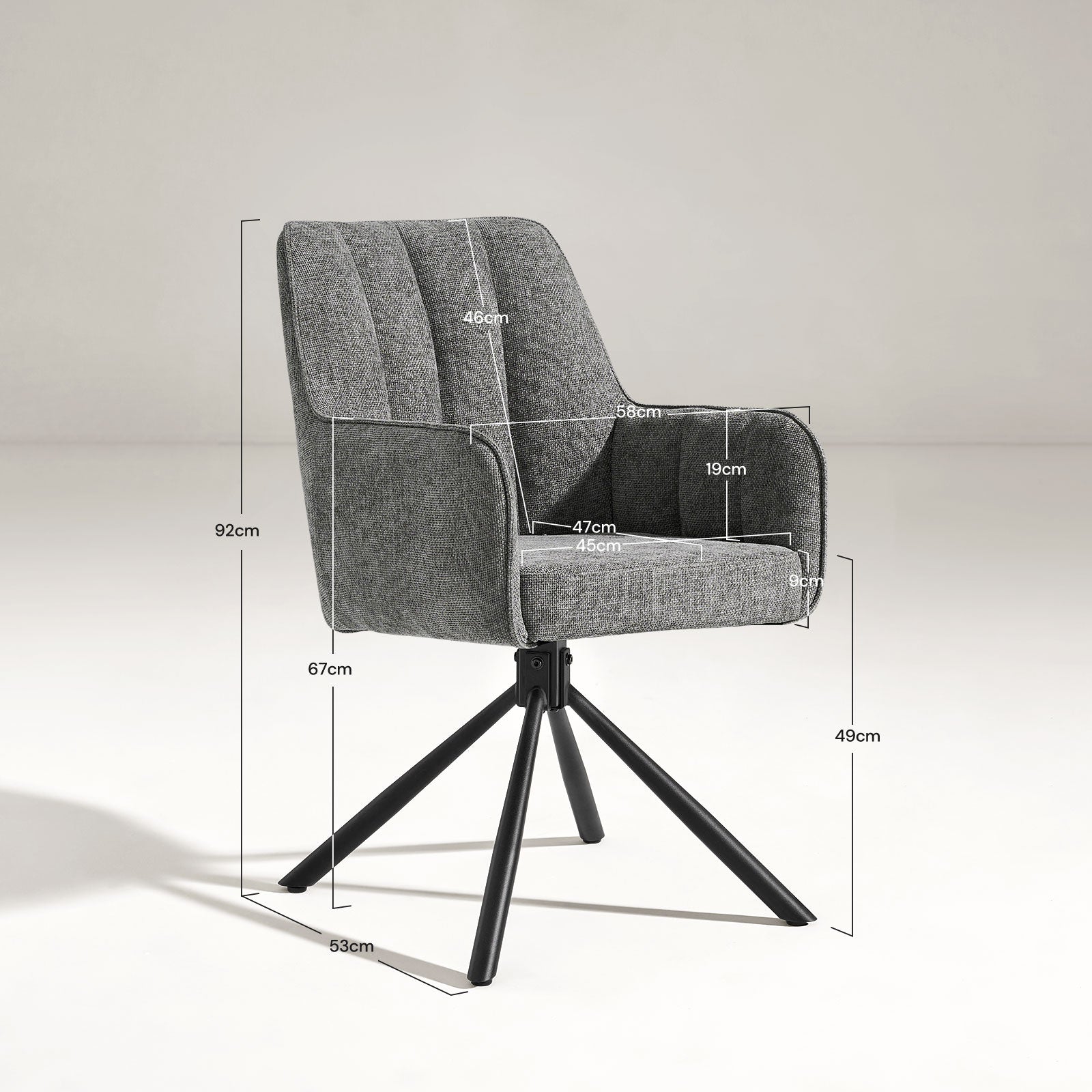 Eloise Esszimmerstuhl aus Leinenmischgewebe mit Drehbarer