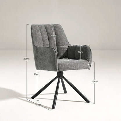 Eloise Esszimmerstuhl aus Leinenmischgewebe mit Drehbarer