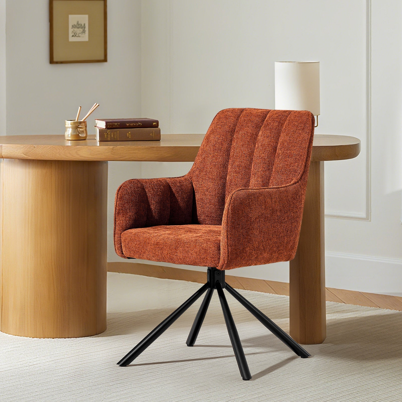 Eloise Esszimmerstuhl aus Leinenmischgewebe mit Drehbarer