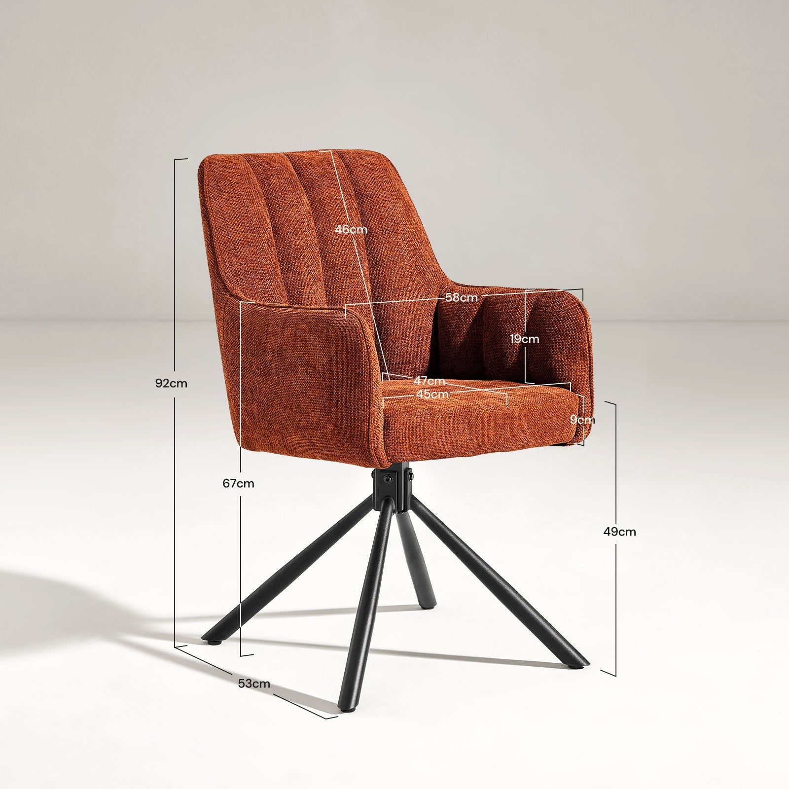 Eloise Esszimmerstuhl aus Leinenmischgewebe mit Drehbarer