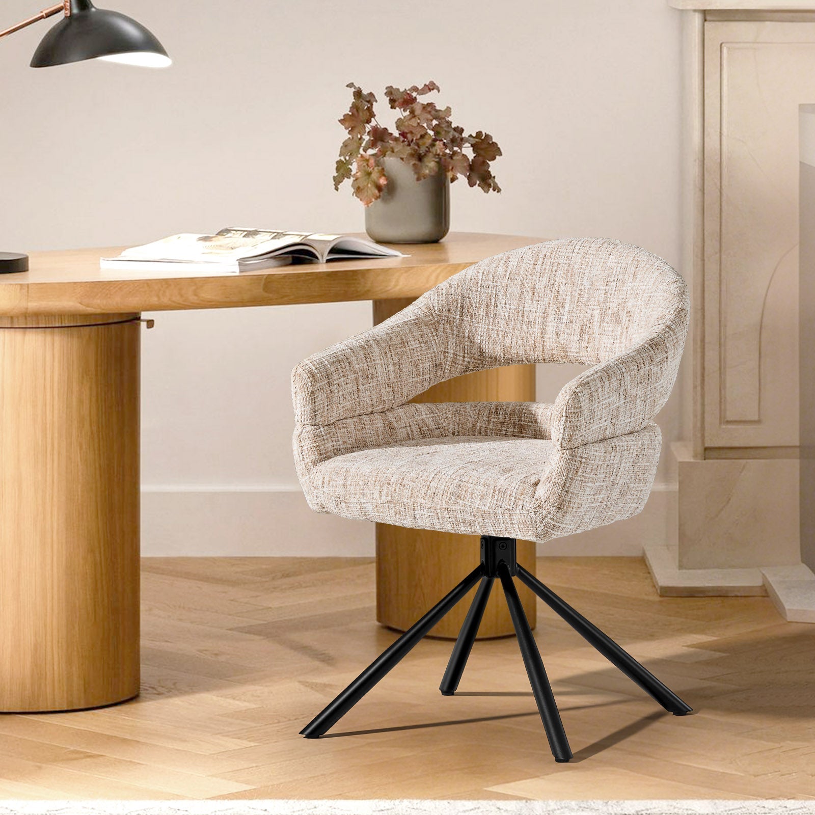 Clarice Esszimmerstuhl aus Chenille mit Drehbarer