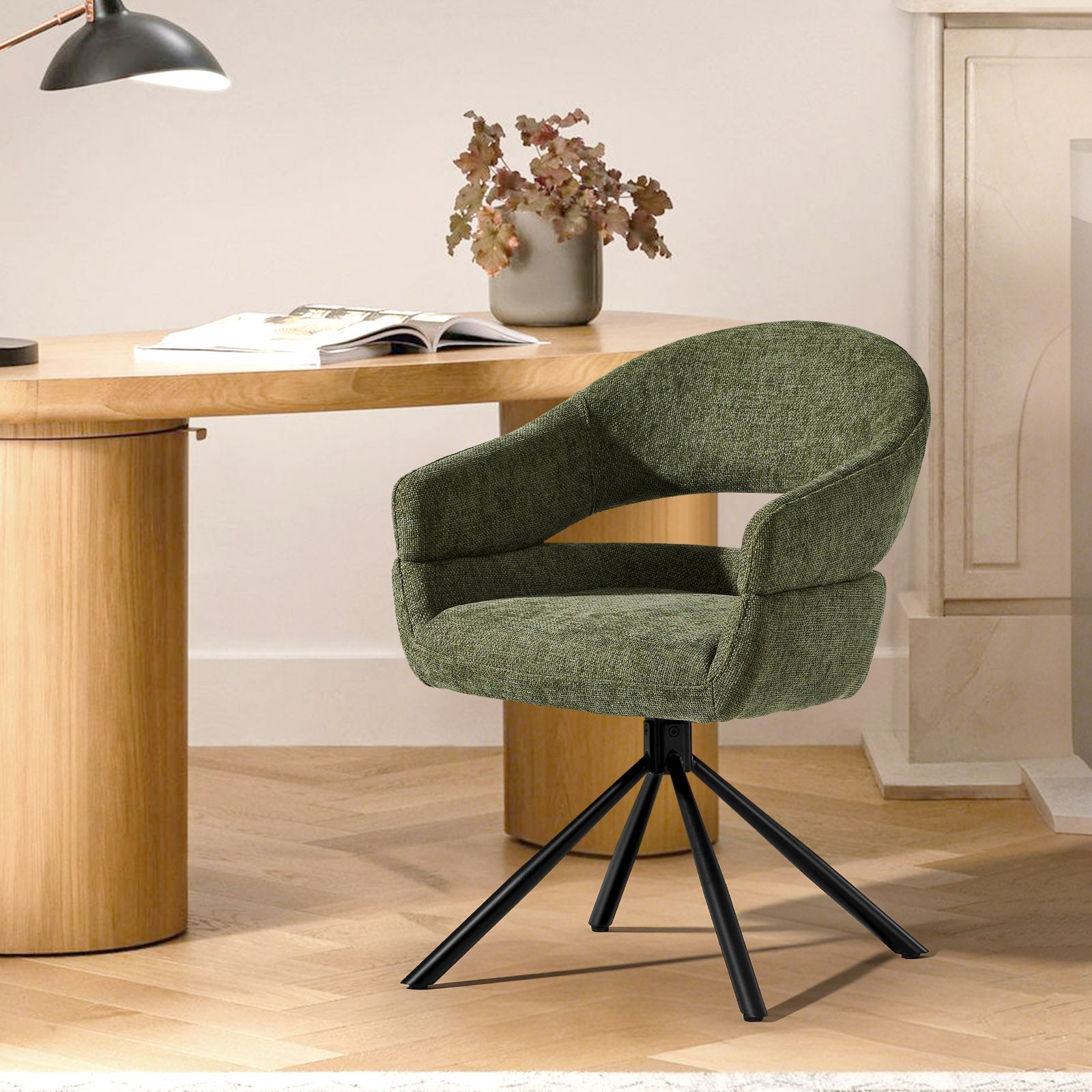 Clarice Esszimmerstuhl aus Leinenmischgewebe mit Drehbarer