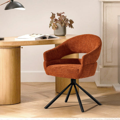 Clarice Esszimmerstuhl aus Leinenmischgewebe mit Drehbarer