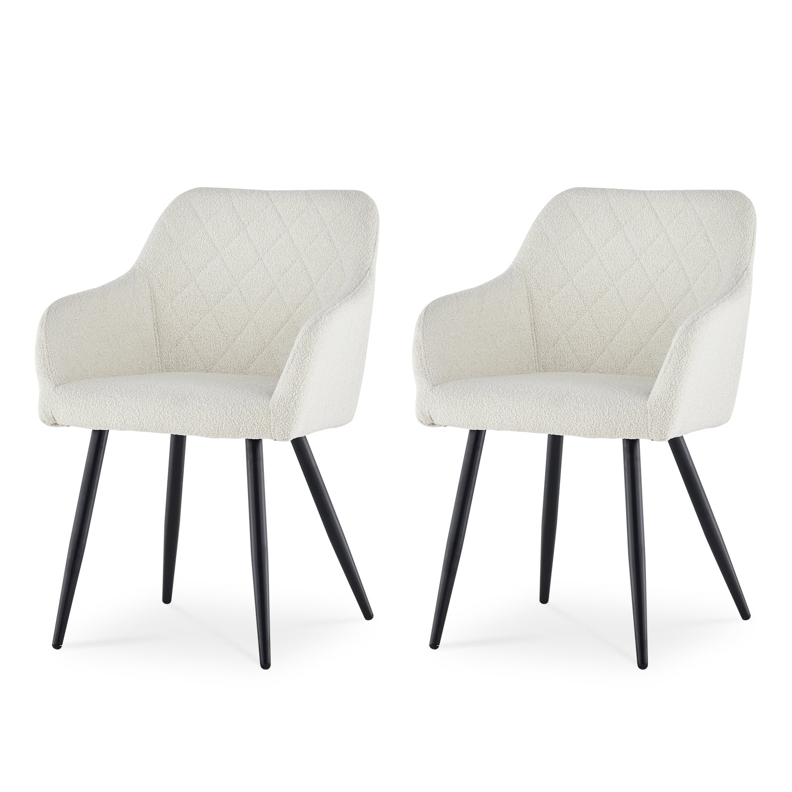 Moree Esszimmerstühle aus Bouclé-Elfenbeinweiß[2er-Set]