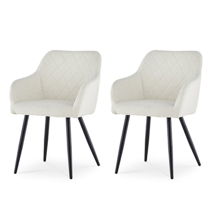 Moree Esszimmerstühle aus Bouclé-Elfenbeinweiß[2er-Set]