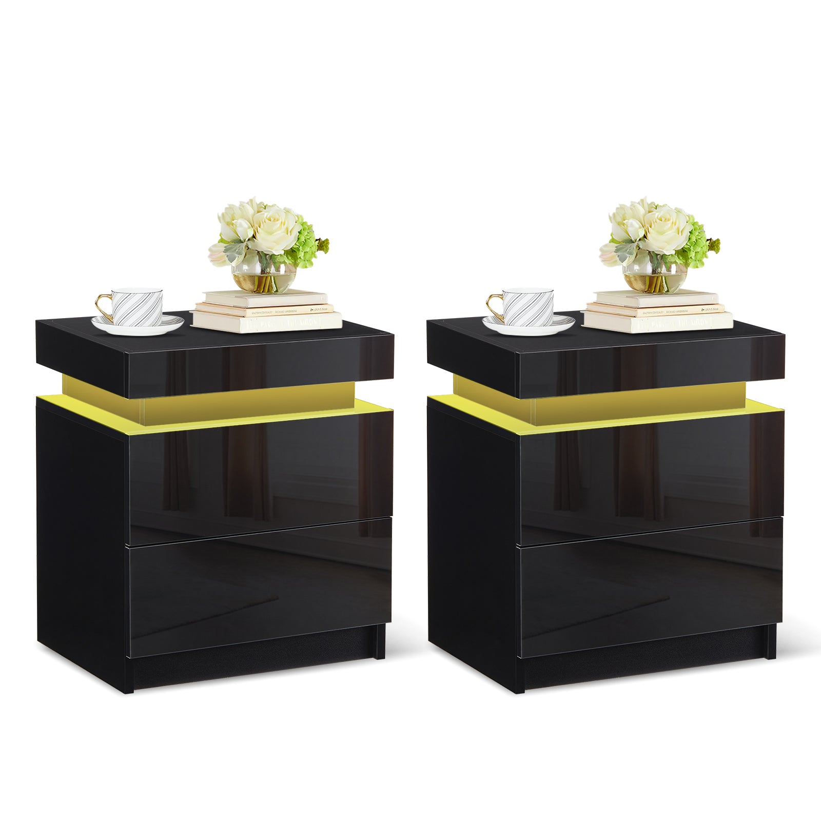 Kumar Nachttisch mit Licht [2 Schubladen]