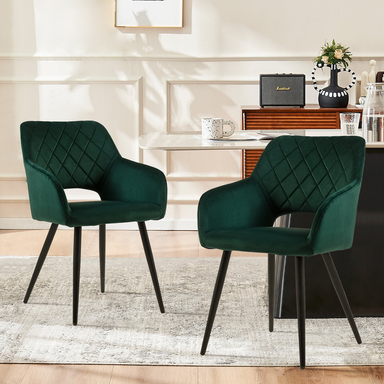 Kieran Esszimmerstühle aus Samt[2er-Set]