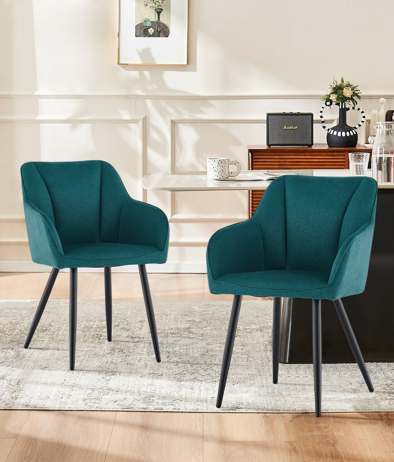 Tova Esszimmerstuhl aus Leinen[2er Set]