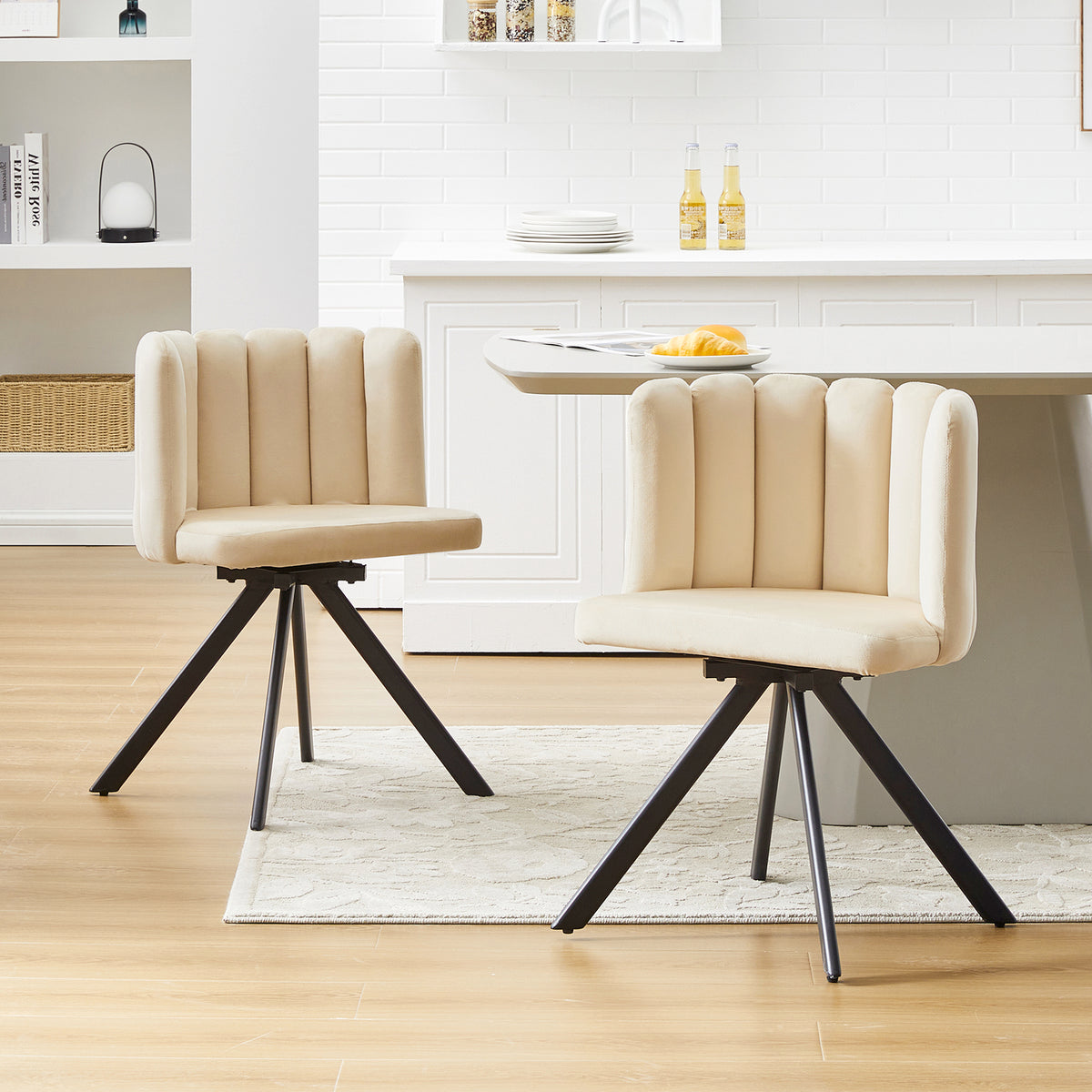 Fleur Esszimmerstuhl aus Samt mit Drehbarer