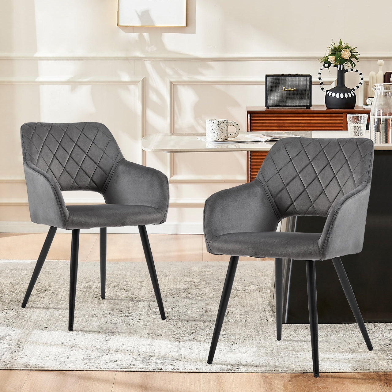 Kieran Esszimmerstühle aus Samt[2er-Set]