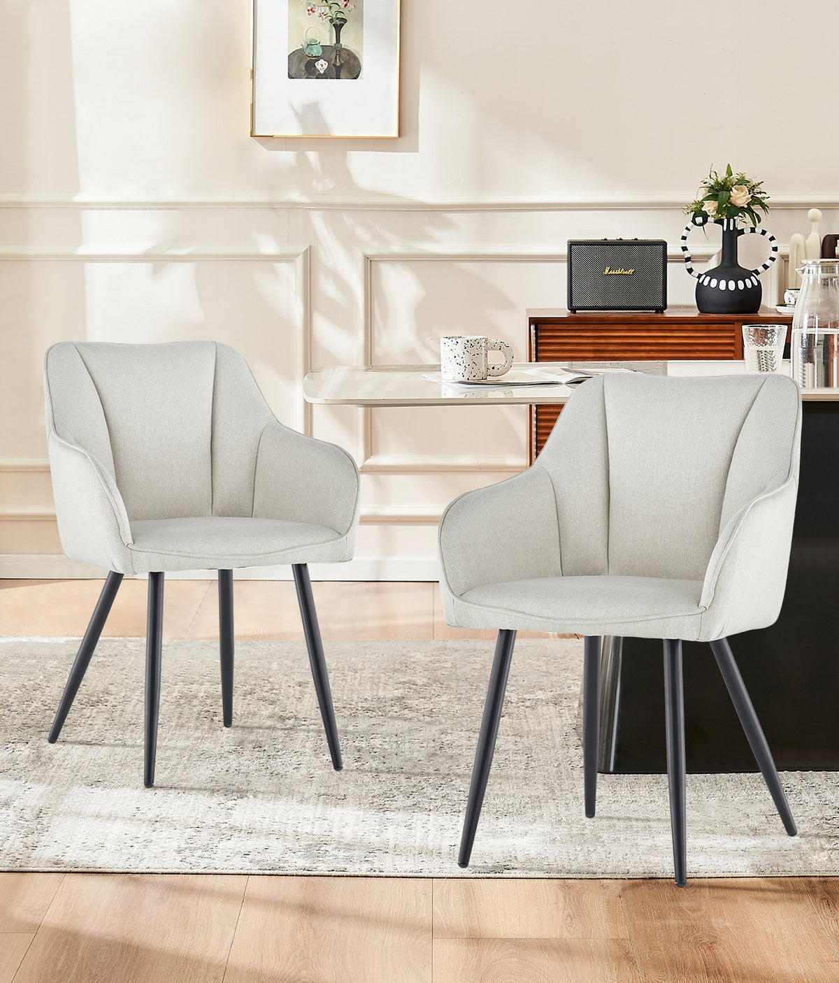 Tova Esszimmerstuhl aus Leinen[2er Set]