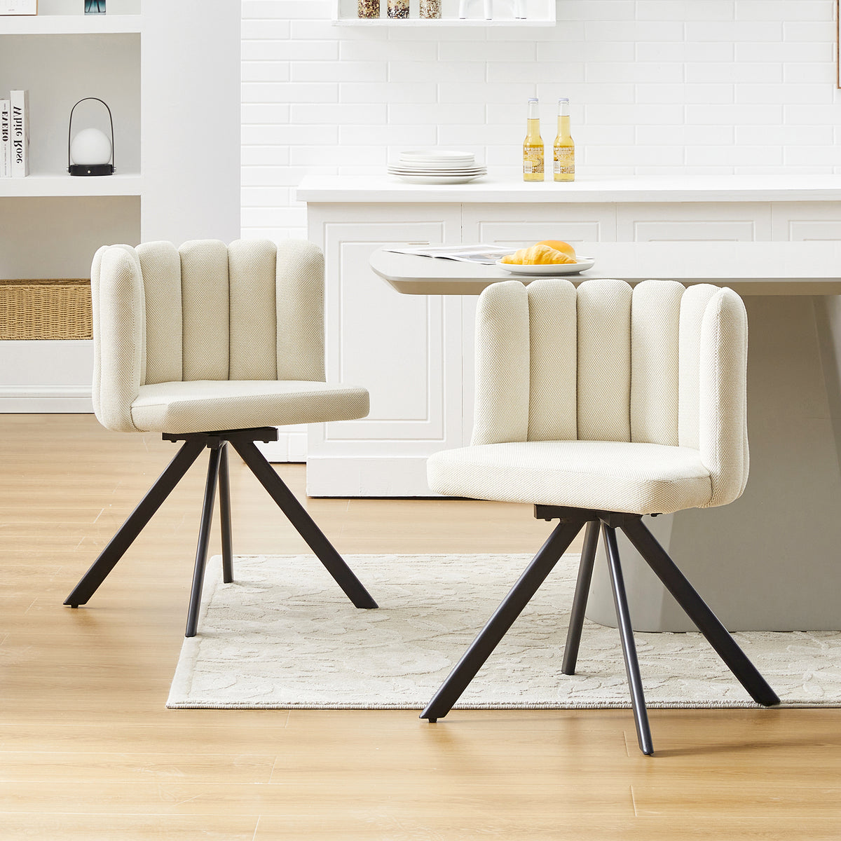 Fleur Esszimmerstuhl aus Chenille mit Drehbarer