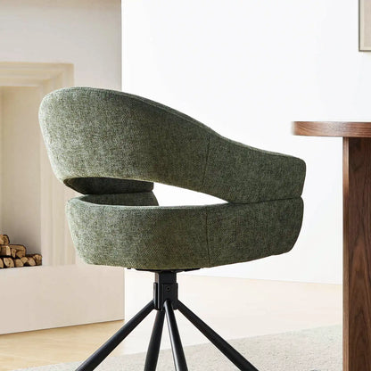 Clarice Moderner Drehsessel mit Armlehnstühle aus Leinenmischgewebe