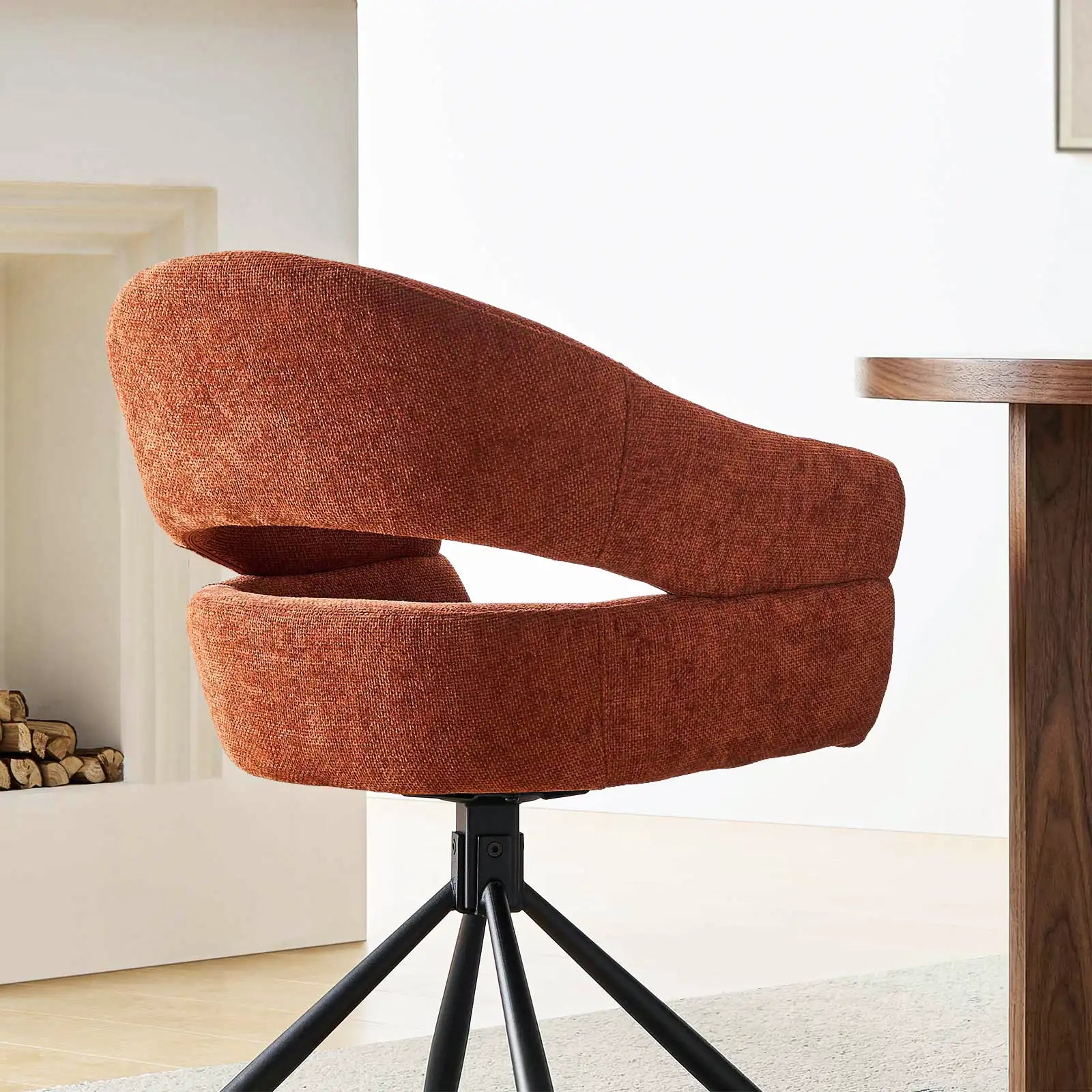 Clarice Moderner Drehsessel mit Armlehnstuhle aus Leinenmischgewebe