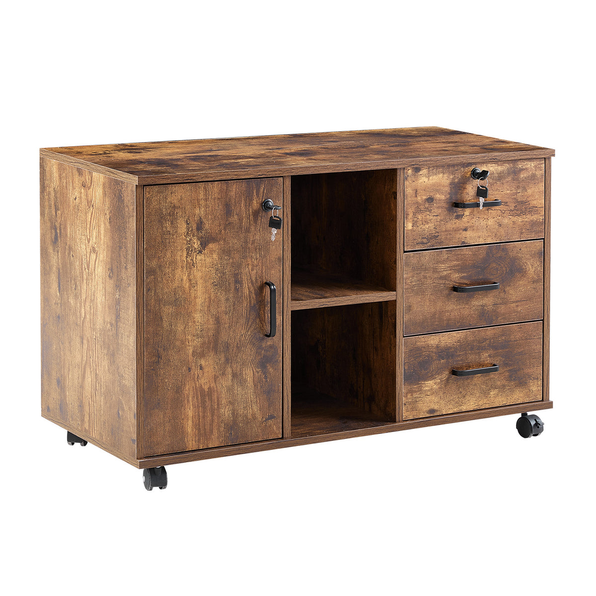 Breiter seitlicher Aktenschrank [3 Schubladen, 1 Tür]