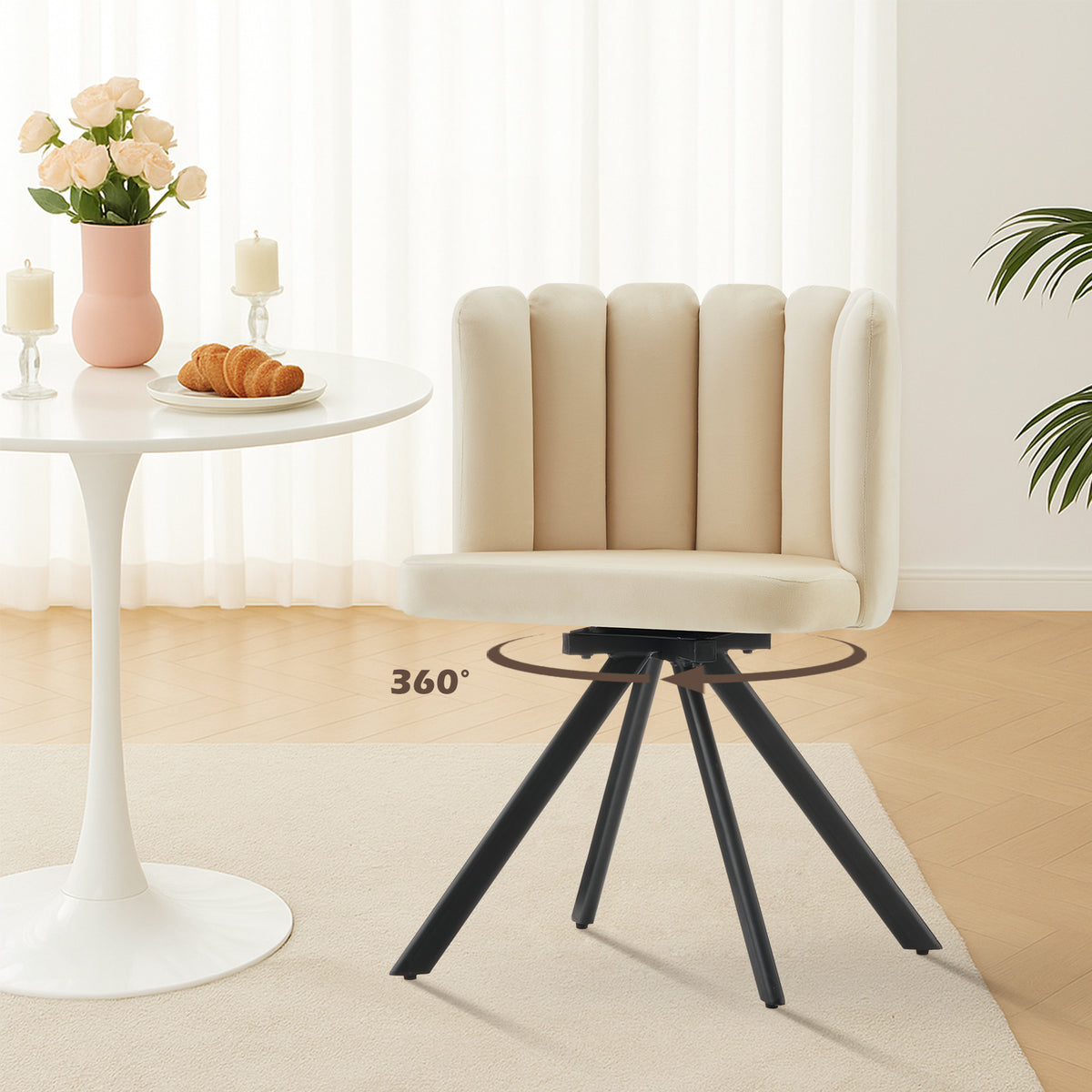 Fleur Esszimmerstuhl aus Samt mit Drehbarer