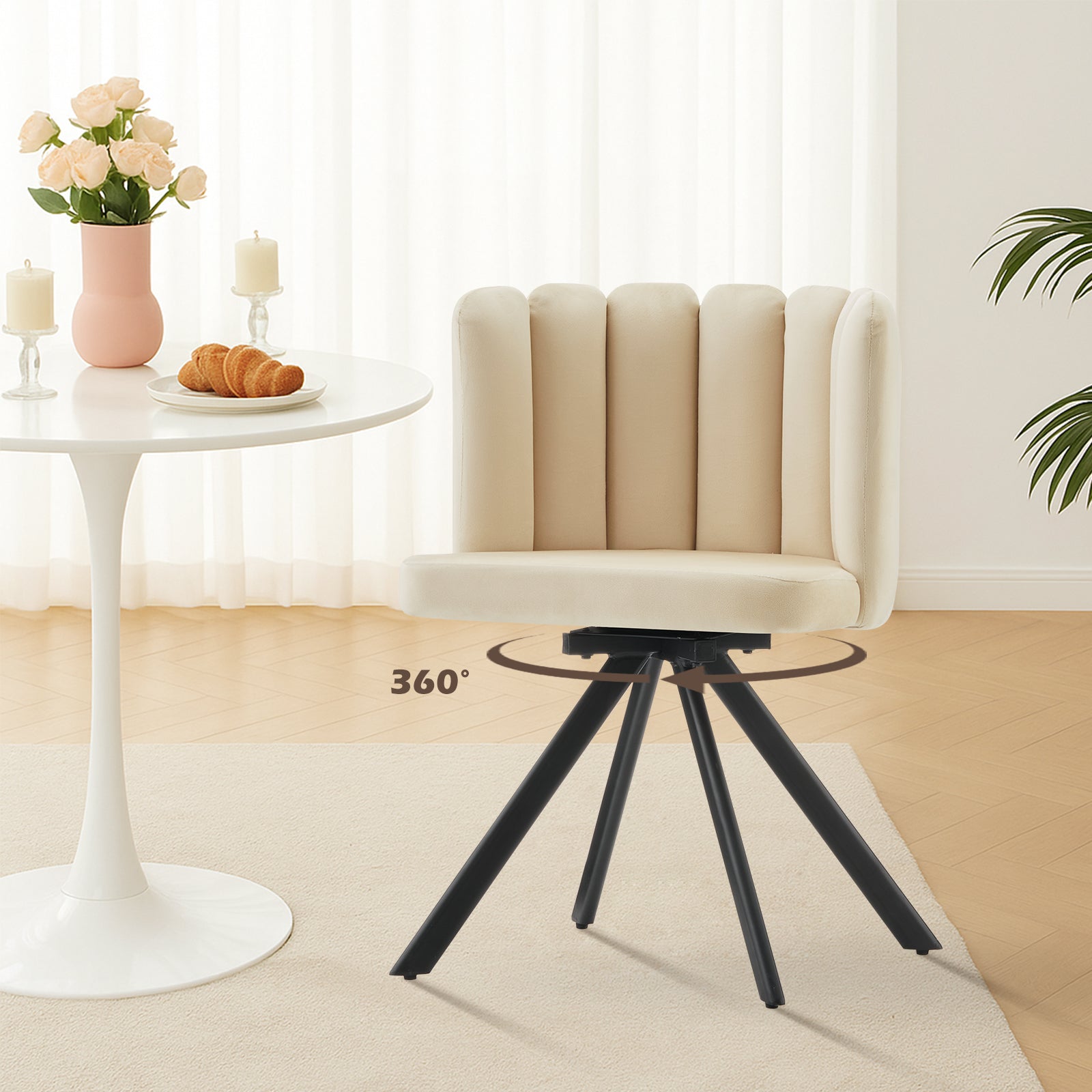 Fleur Esszimmerstuhl aus Samt mit Drehbarer