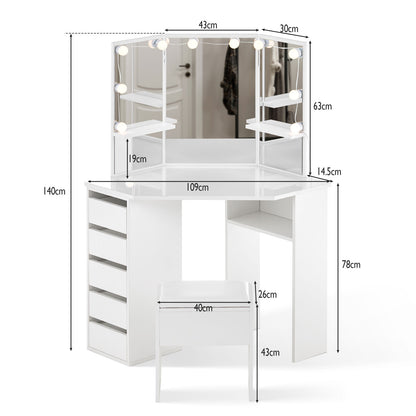 Rosa Eckschminktisch Set