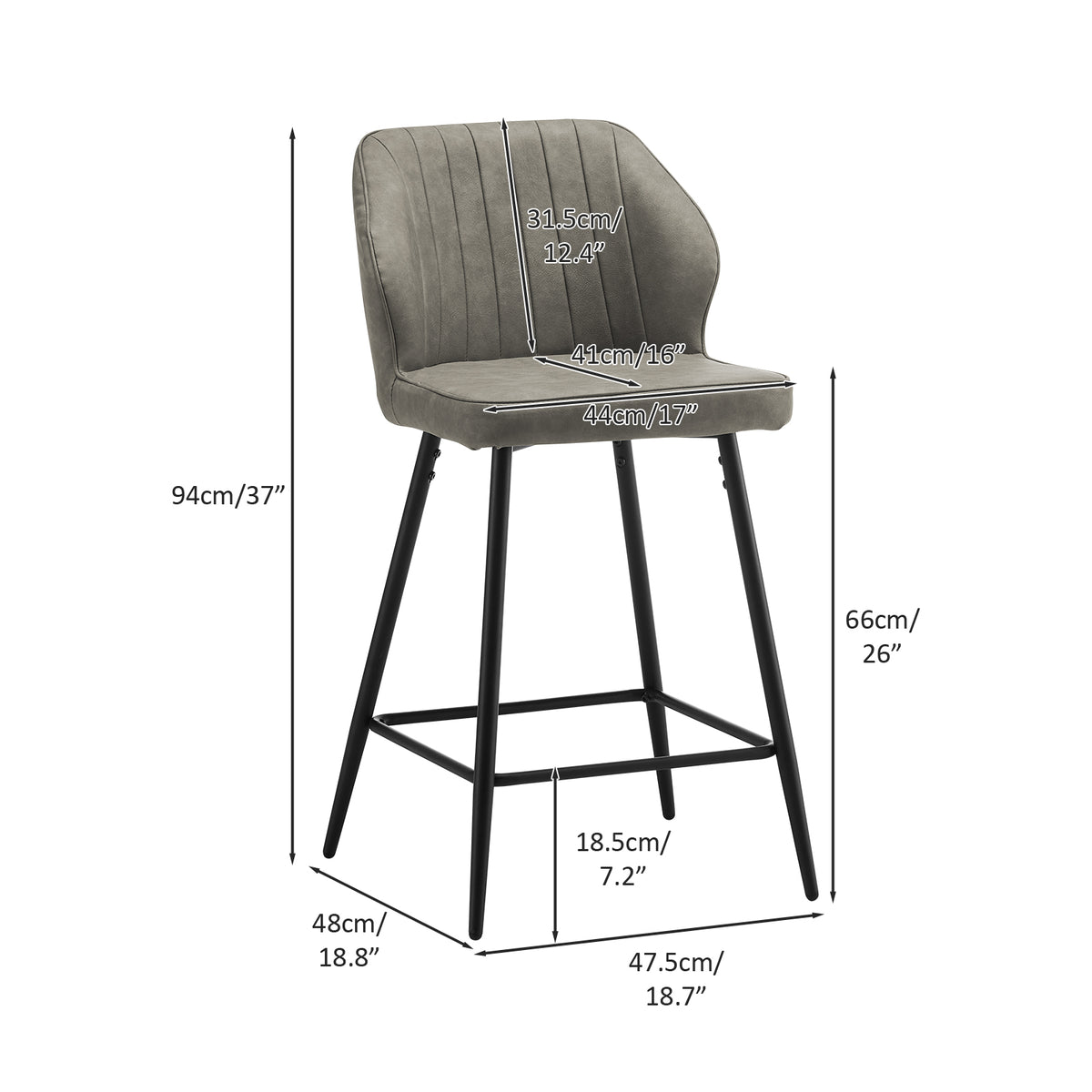 Barhocker Danforth [2er-Set] [65CM] [Kunstleder]