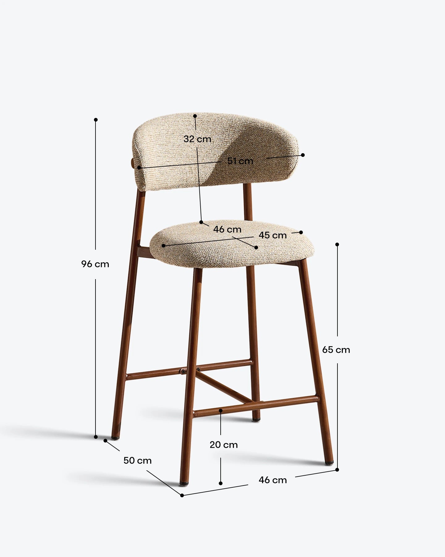 Rowan Barhocker mit Chenillebezug in Taupe