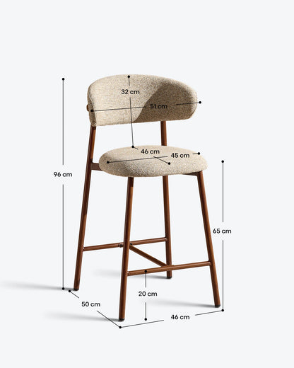 Rowan Barhocker mit Chenillebezug in Taupe