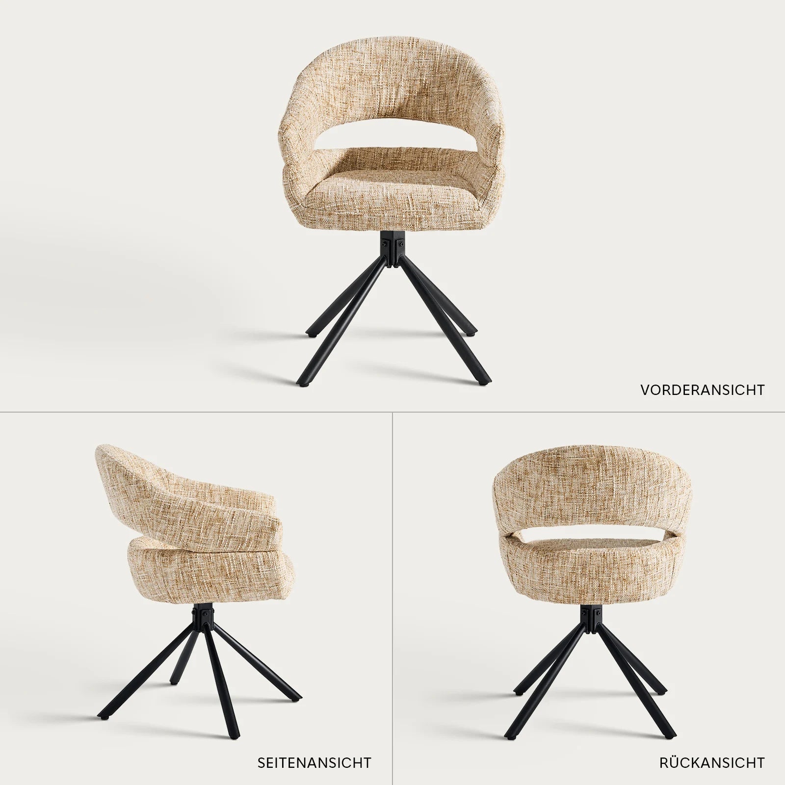 Clarice Moderner Drehsessel mit Armlehnstühle aus Chenille