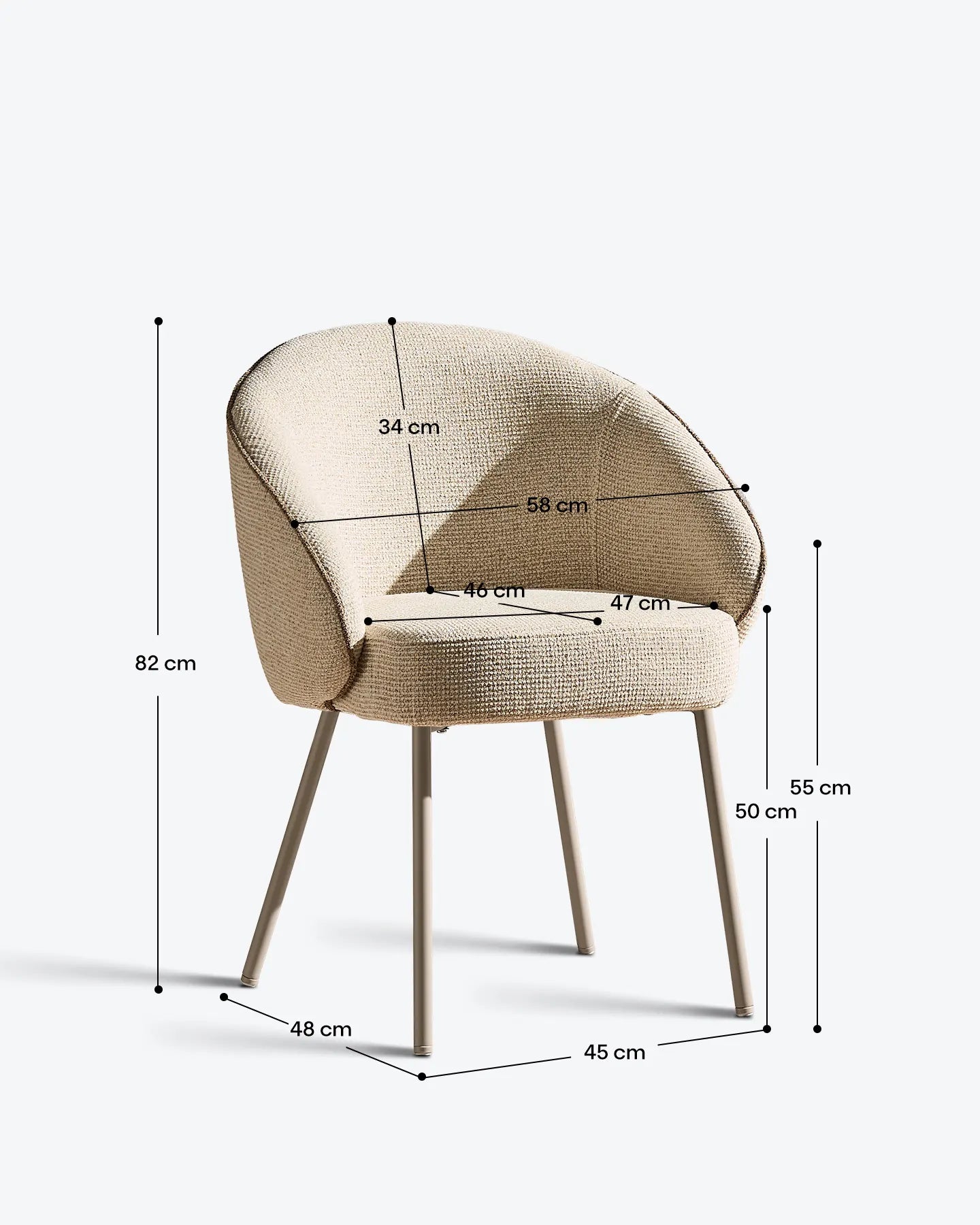 Elowen Esszimmerstuhl mit Chenillebezug in Beige