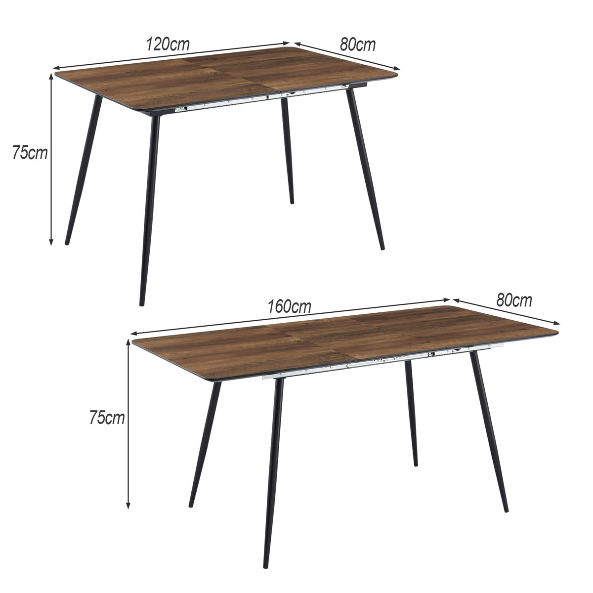 Aster Ausziehbarer Esszimmertisch mit stabilen Metallbeinen und versteckter Paneel [Marmor/Holz]