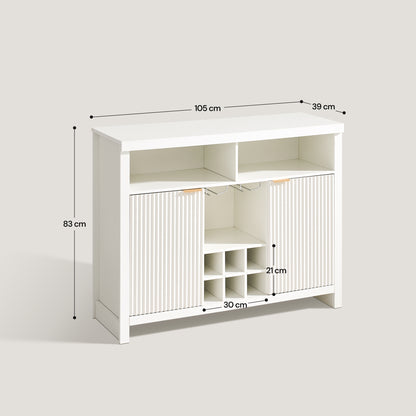 Arden Sideboard Weiß mit Weinregal & Gläserhalter