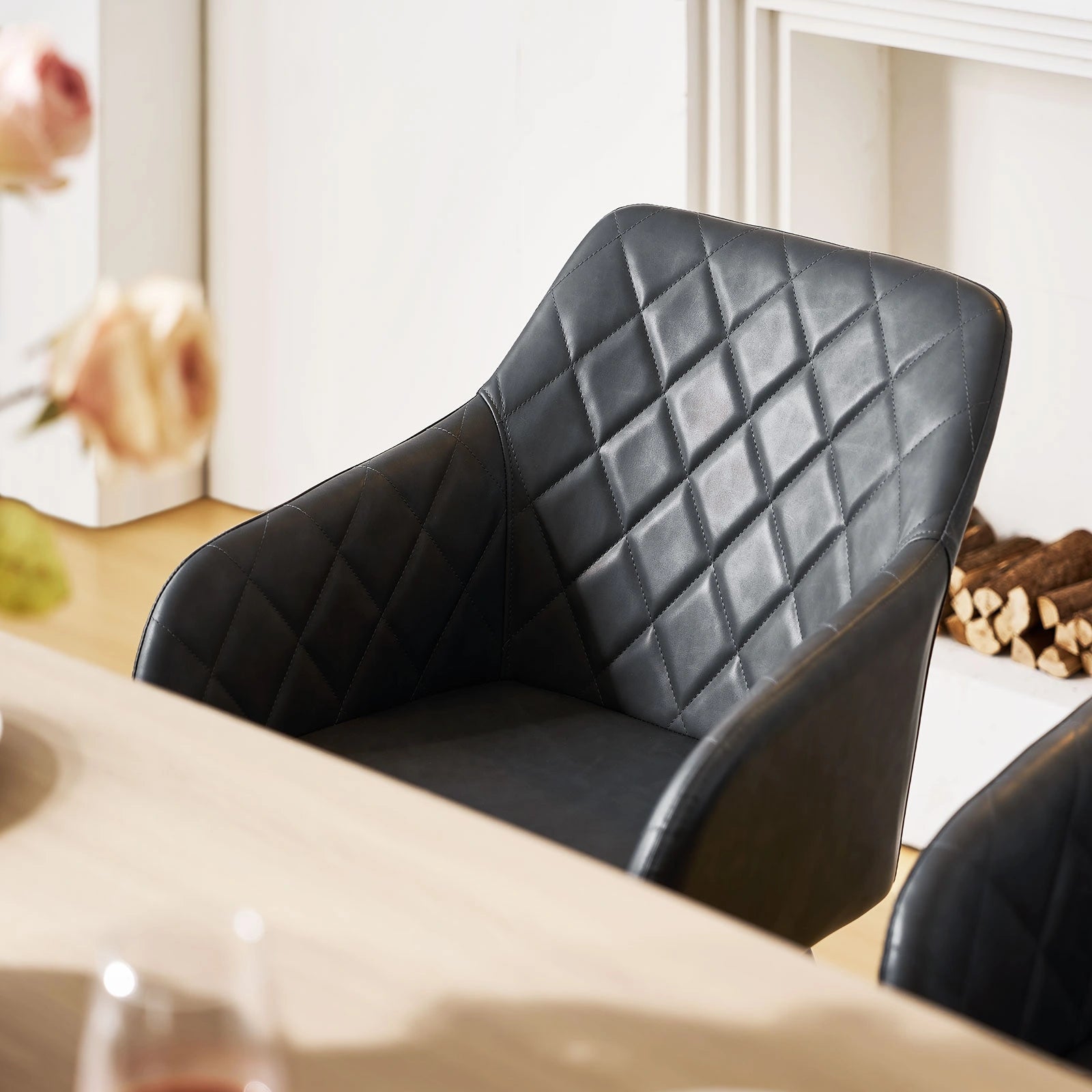 Moree Esszimmerstuhl aus Kunstleder mit Drehbarer[2er-Set]