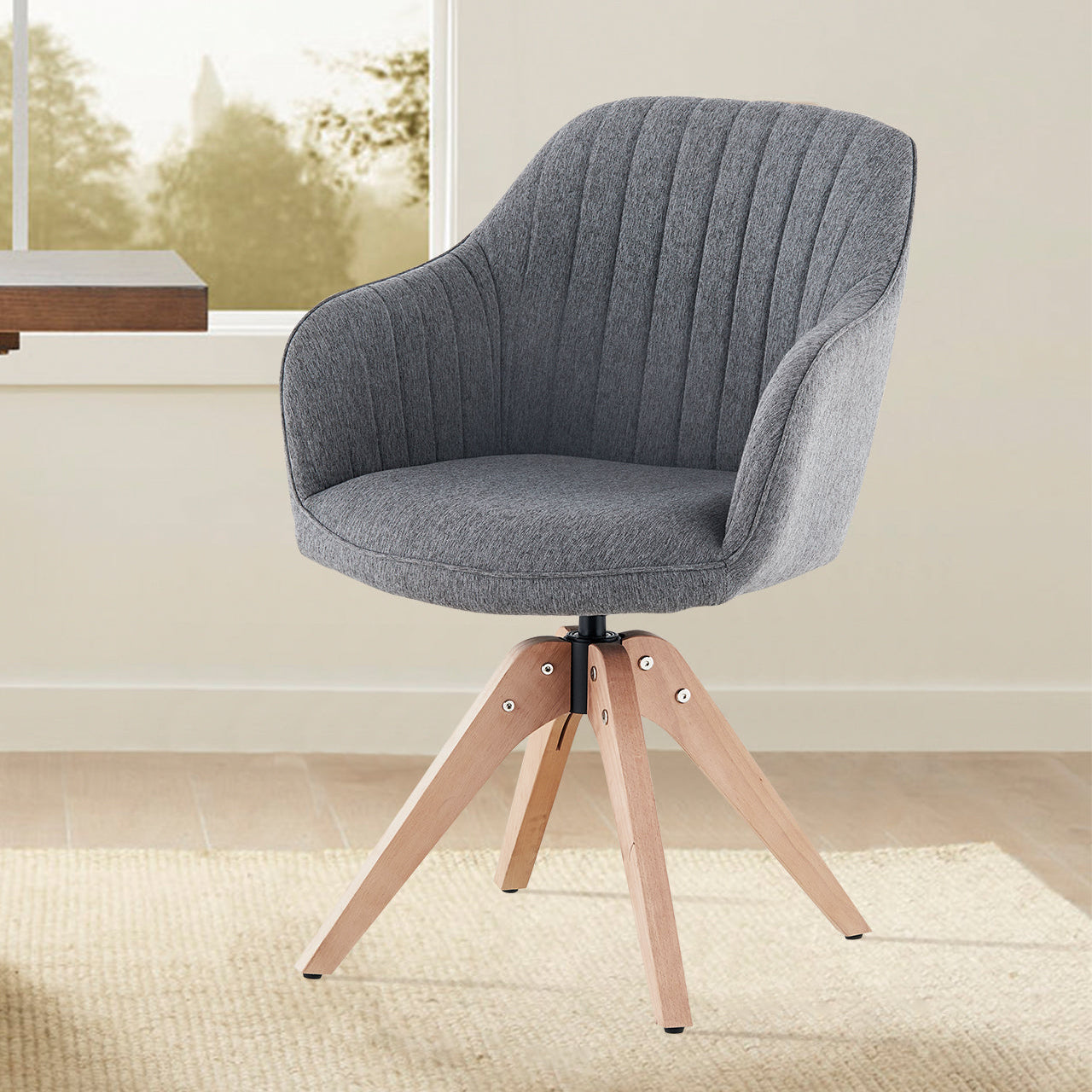 Aven Esszimmerstuhl aus Leinen mit Drehbarer