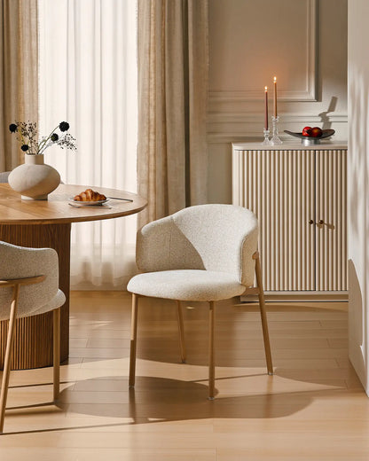 Nolan Esszimmerstuhl mit Chenillebezug in Beige