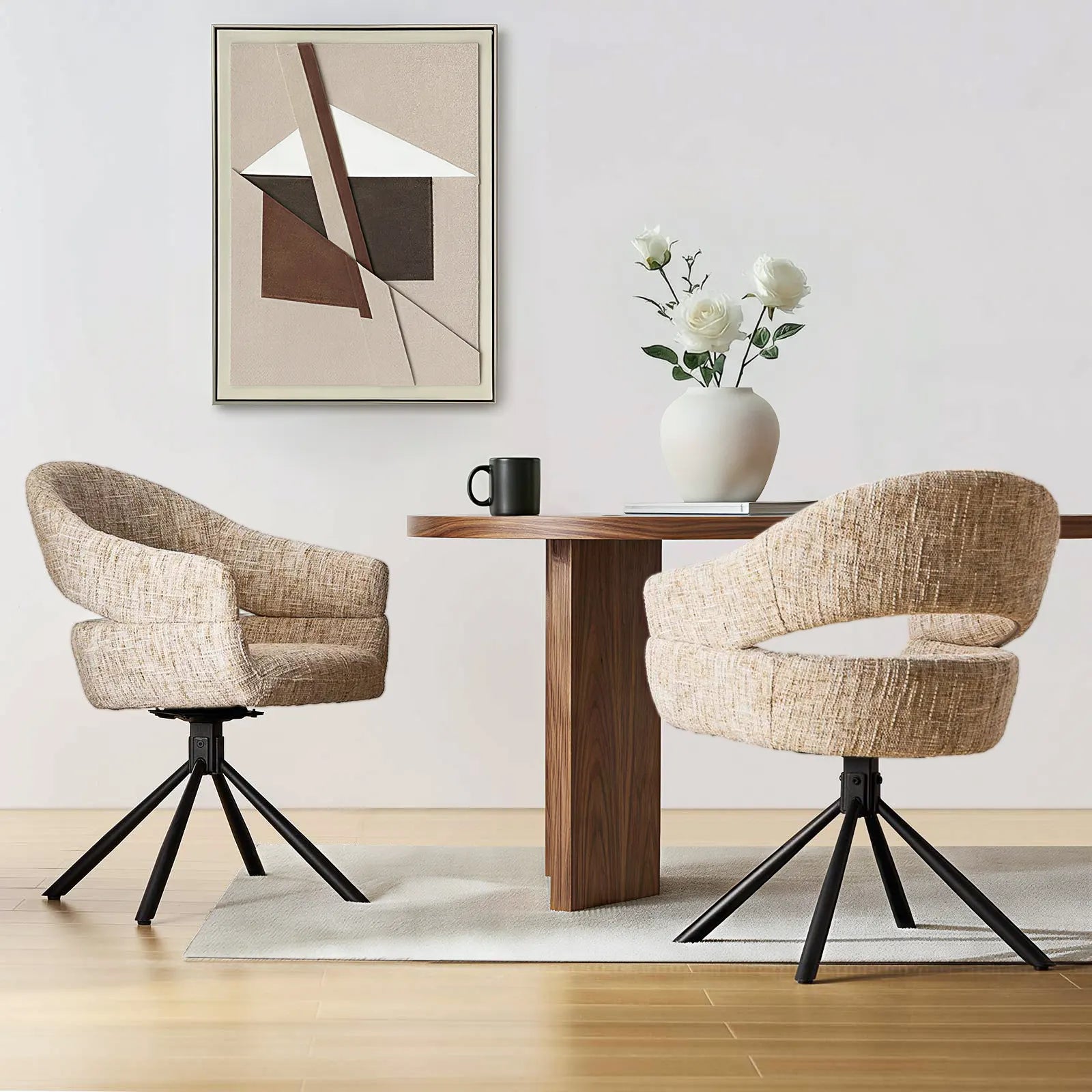 Clarice Moderner Drehsessel mit Armlehnstühle aus Chenille