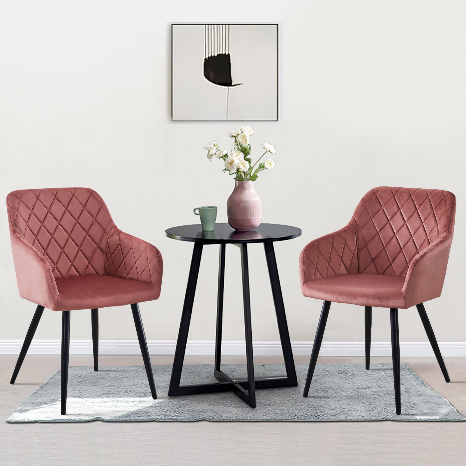 Moree Esszimmerstühle aus Samt mit Diamant-Steppung[2er-Set]